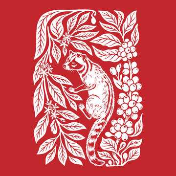 simple silhouette of luwak or civet vector best for premium coffee bar or shop logo design template