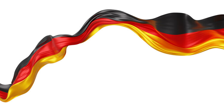 German flag ribbon flowing isolated on transparent background with copy space 3D render