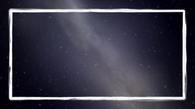 White Hand Drawn Frame Over Drifting Night Sky Stars Animation