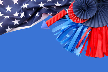 Fototapeta premium Decorative items featuring patriotic colors celebrating Labor Day