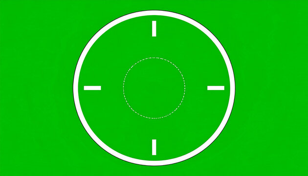Green Screen Target Graphic with White Circle and Dashed Inner Circle for Chroma Keying and Visual Effects