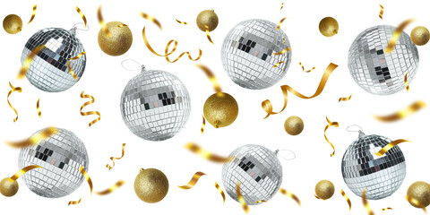 Fototapeta premium Christmas. Colorful ornaments and shiny decorations bring lively energy, PNG