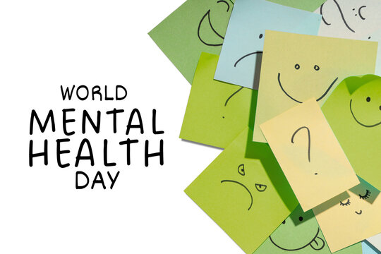 Colorful sticky notes display various emotions for World Mental Health Day