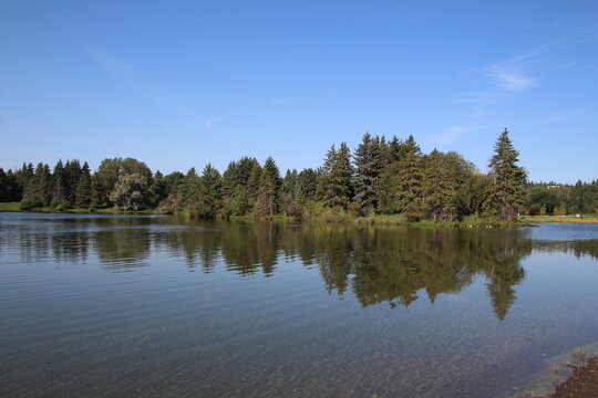 reflection of trees in the lake, William Hawrelak Park, Edmonton, Alberta