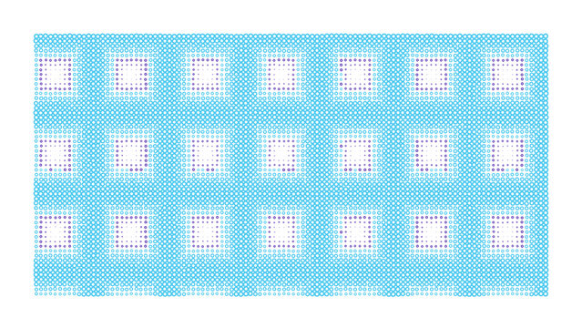 Rectangular grid of dark blue squares arranged on a bright cyan background, creating a repetitive and structured geometric pattern composition