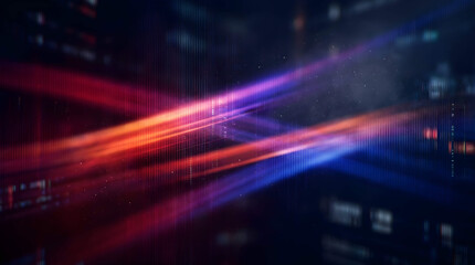 Obraz premium Abstract digital background with glowing red and blue light streaks
