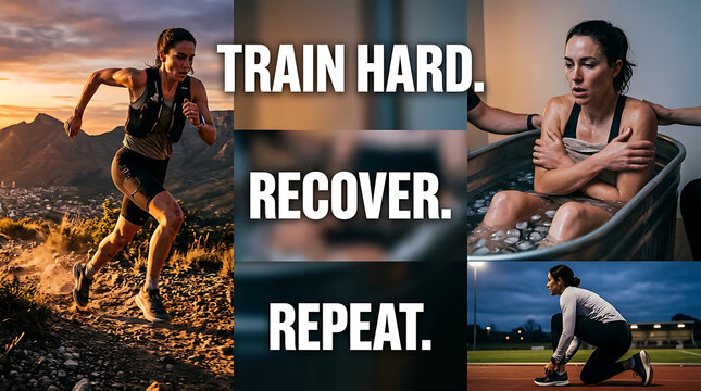 Determined woman training during golden hour with selective focus on recovery and endurance concepts