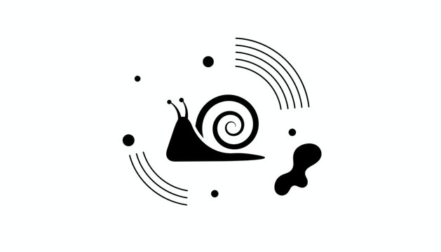 Conceptual vector illustration of a black snail with radio wave lines suggesting slow connection speed or connectivity.
