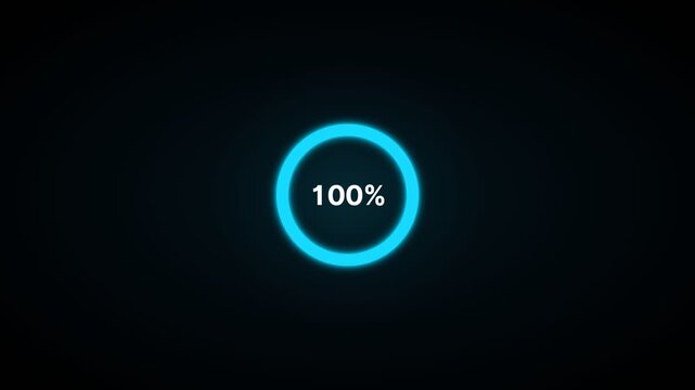 Futuristic Cyan Circular Loading Progress Bar with Percentage Counter Vector Animation