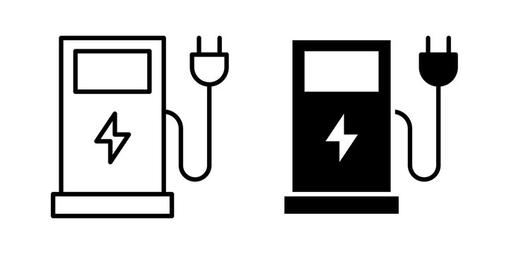 Charging station icon flat illustrations collection. EPS10