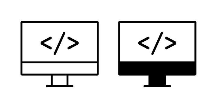 Display code icon flat illustrations collection. EPS10