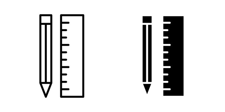 Pencil and ruler icon flat illustrations collection. EPS10