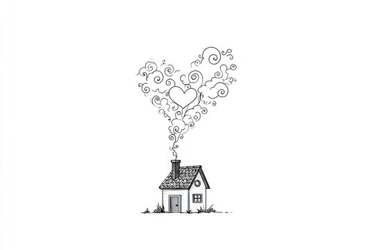 House emitting heart shaped smoke