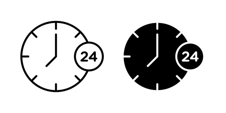 Time twenty four icon flat illustrations collection. EPS10