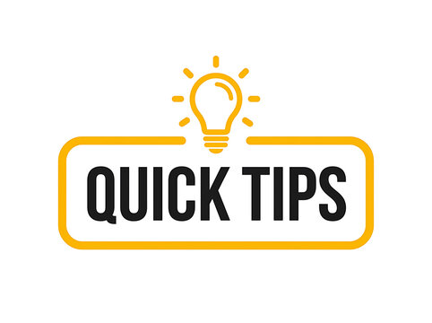 Quick tips icon with light bulb symbol, vector illustration isolated on white background