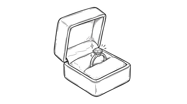 Elegant diamond engagement ring sparkling inside an open velvet gift box.