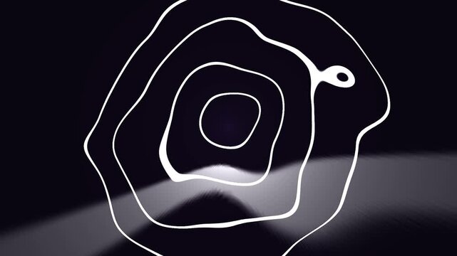 Abstract Contour Lines Expanding with Light Streaks in Dark Studio with Subtle Motion