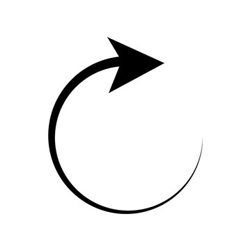 Black curved arrow with arrowhead indicating refresh or cycle on transparent background.