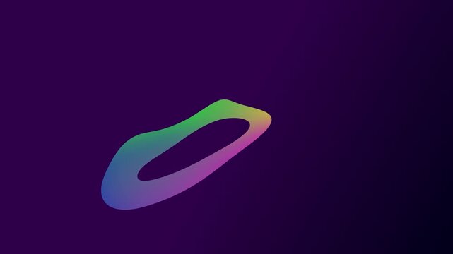 Abstract fluid shapes morphing with vibrant neon gradients against deep purple background