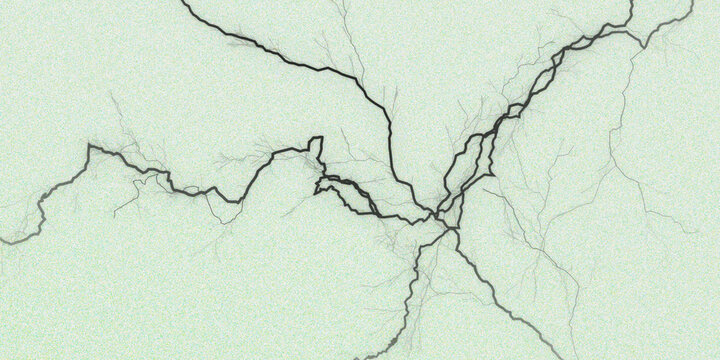 Minimalist lightning bolt pattern on pale green background, abstract electrical discharge illustration, organic nerve branch texture