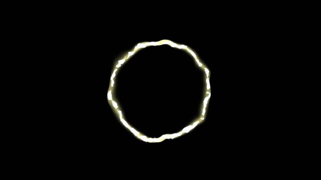 Abstract organic luminous ring formations on black background with subtle motion