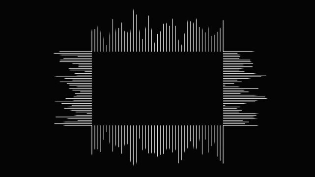 Abstract Sound Waveform Digital Frame Animation with Textured Edges in Dark Environment