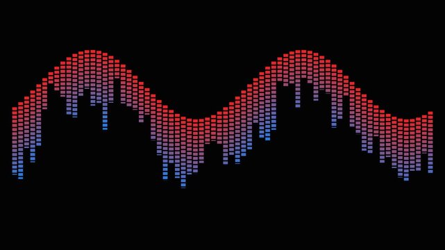 Abstract wave pattern with digital glitch effect in dark background during data stream analysis