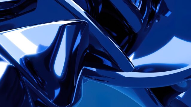 Futuristic liquid chrome metal morphing into abstract geometric shapes with glossy reflections