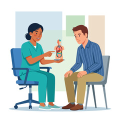 Obraz premium Doctor Explains Human Anatomy Model to Patient in Medical Consultation