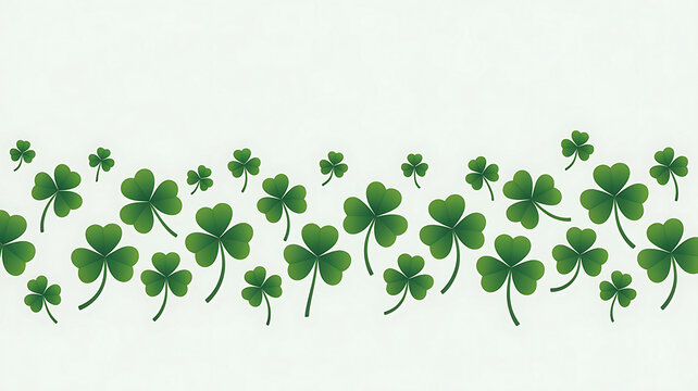 Green shamrock clover leaves border pattern frame on light background for saint patrick's day