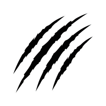Black claw marks scratch icon isolated on a white background