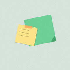 3D sticky note with blank lines for writing messages. Colorful paper reminder pad for office planning and task organization. © HabibaKhanom