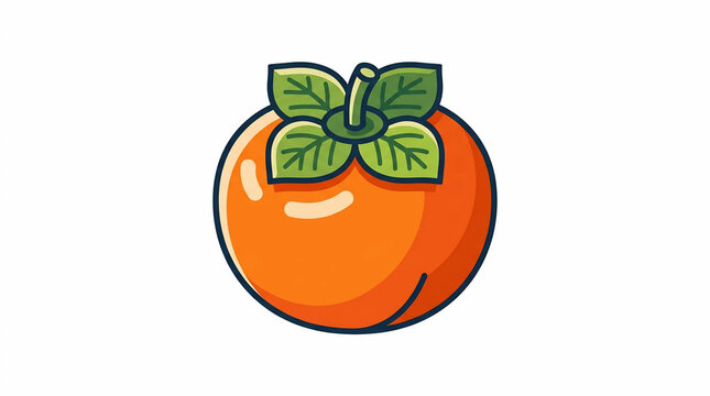 Vector illustration of a fresh orange persimmon fruit isolated on a clean white background for culinary designs