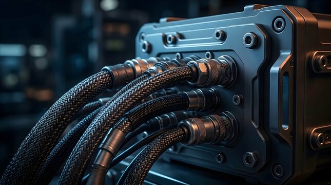 Heavy duty electronic device with braided cables connected to metal ports