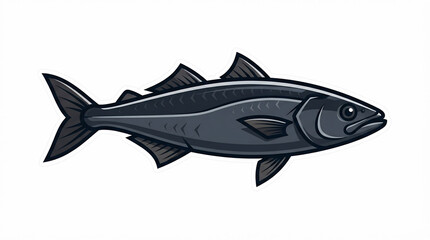 Fototapeta premium Detailed vector illustration of a dark saltwater fish, perfect for marine life designs and seafood themes