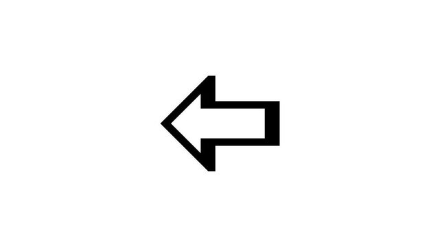 Simple black arrow icon pointing to the left side as a basic graphic design element for web navigation and digital user interface directions on mobile apps and computer screens