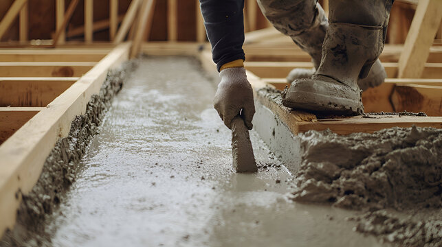 construction worker using a trowel