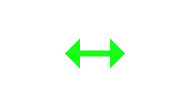 Bright green double headed arrow icon pointing left and right for navigation and web design elements isolated on a plain surface for user interface and directional graphics usage