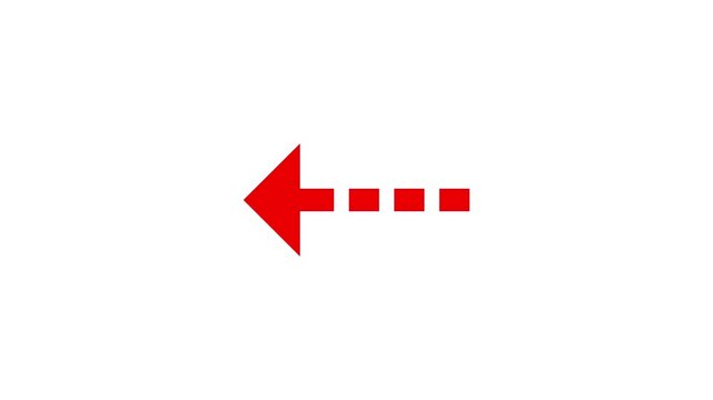 A bright red arrow pointing to the left side with a dashed line sequence showing a clear direction and movement path for navigation or instructional design projects