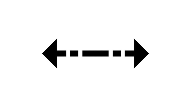 Black horizontal line with arrows pointing left and right representing direction and distance measurement symbol for design and web interface navigation elements on a plain surface