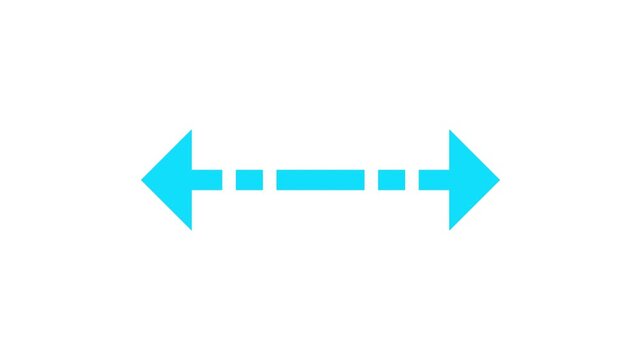 Bright blue double sided arrow icon with dashed line showing opposite directions for navigation design and user interface graphics for websites and mobile applications