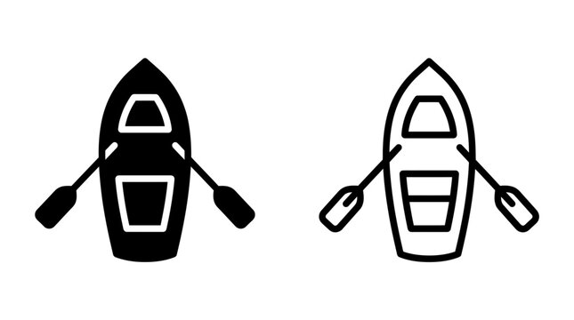 Top view rowboat watercraft vessel with paddles icon vector graphic design, transport