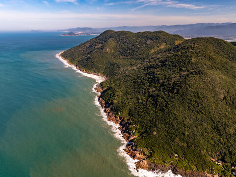Florianopolis, Saquinho Beach on the Southern Coast of Santa Catarina Brazil, Aerial View