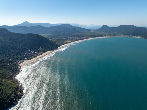 Florianopolis, Saquinho Beach on the Southern Coast of Santa Catarina Brazil, Aerial View