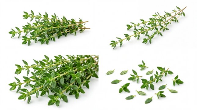 Fresh green thyme herb sprigs and leaves