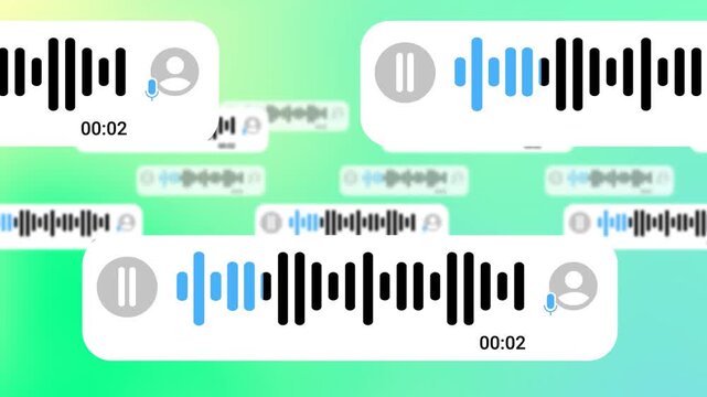 Whatsapp Voice Message Interface with Audio Waveforms and Playback Controls on the green background