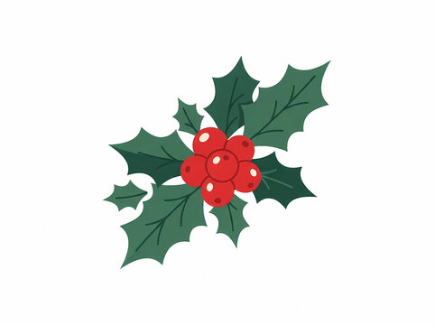 Vibrant red holly berries and green leaves are depicted in a charming vector illustration, creating a festive seasonal graphic for holiday design resources.