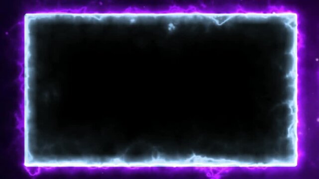 Glowing plasma border featuring vibrant blue and purple energy surges framing a dark space suitable for text overlay.