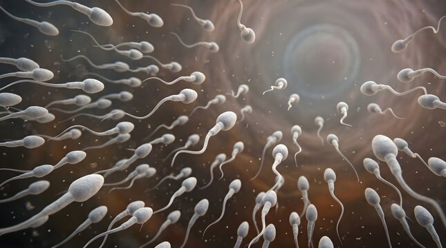 sperm swimming towards the egg cell