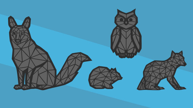 Geometric polygon animals vector graphic design template icon set background illustration with geometric template background illustration wildlife abstract triangle wireframe futuristic